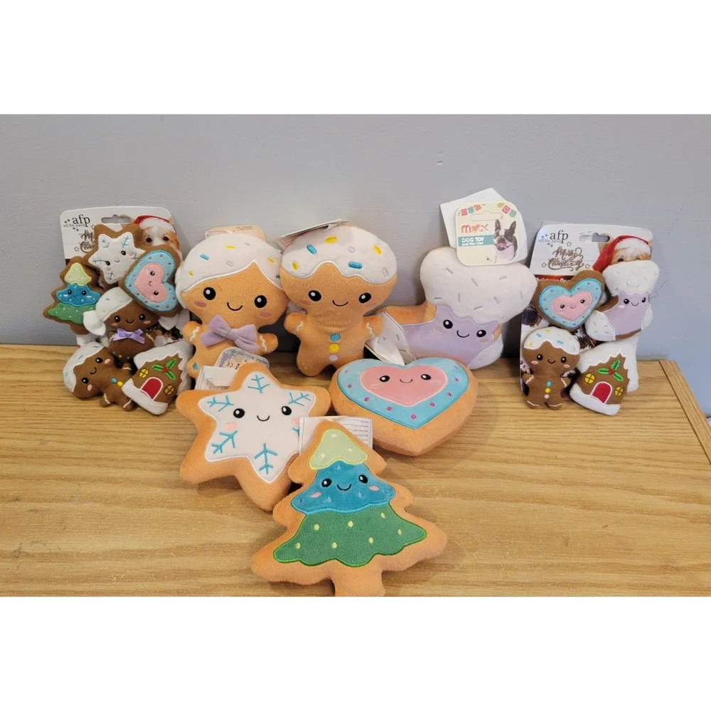 TJX Pre-Production Sample AFP Christmas Frosted Cookie Dog Toy Plush Lot 8pc
